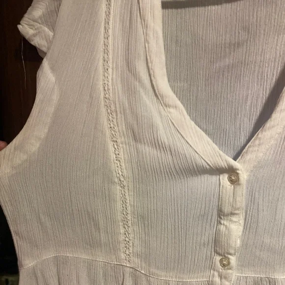 ANTHROPOLOGIE Vanessa virginia cream ladder lace tunic blouse button fro… - Picture 2 of 5